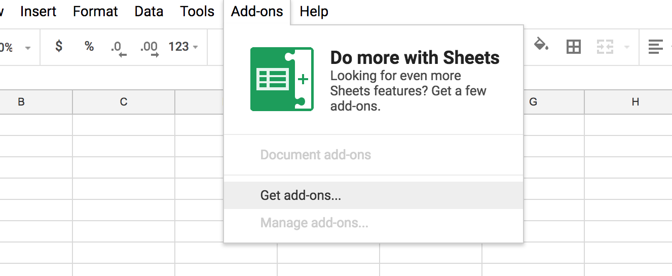 Get Google spreadsheet Add-ons