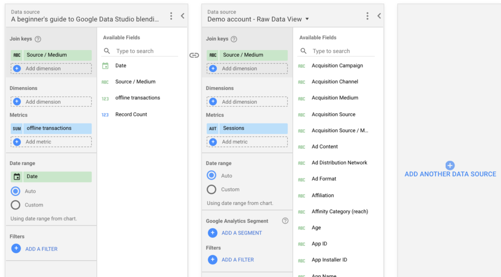 A beginner's guide to Google Data Studio blending · Simon Breton