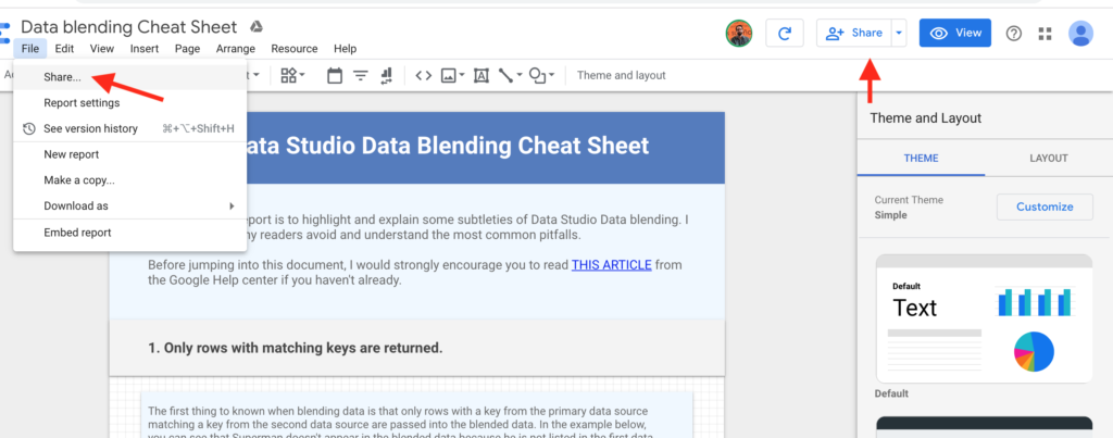 sharing Google Data Studio reports
